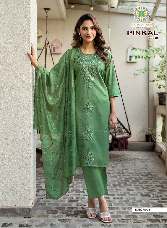 PASSION TREE PINKAL VOL 1 WHOLESALE READYMADE ROMAN SHIMMER FANCY WORK 3 PCS SUITS SUPPLIER