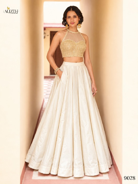 ALIZEH D.NO 9027 TO 9030 WHOLESALE READYMADE SOFT ROMAN SILK MODERN STYLISH LEHENGA CHOLI FOR EXPORT