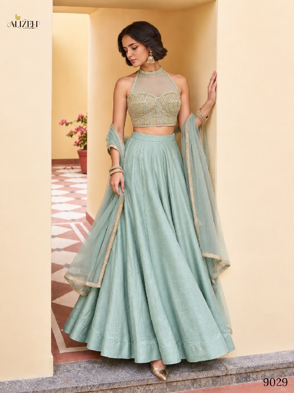ALIZEH D.NO 9027 TO 9030 WHOLESALE READYMADE SOFT ROMAN SILK MODERN STYLISH LEHENGA CHOLI FOR EXPORT