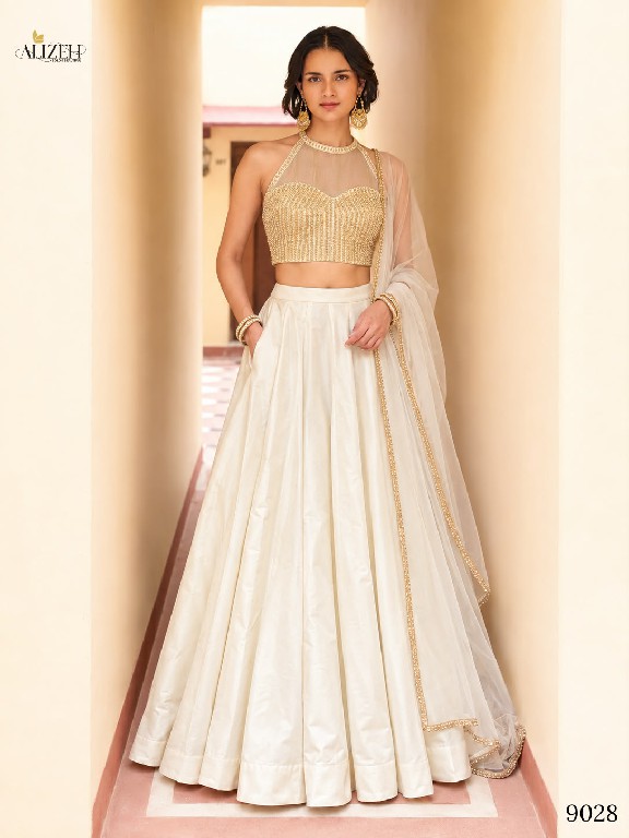 ALIZEH D.NO 9027 TO 9030 WHOLESALE READYMADE SOFT ROMAN SILK MODERN STYLISH LEHENGA CHOLI FOR EXPORT