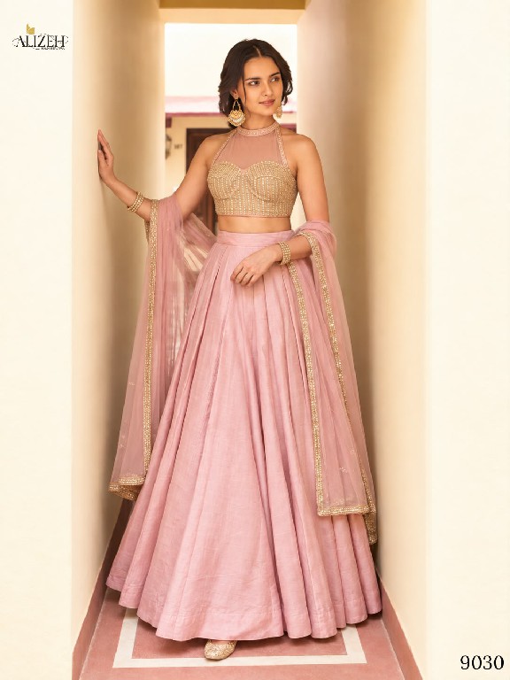 ALIZEH D.NO 9027 TO 9030 WHOLESALE READYMADE SOFT ROMAN SILK MODERN STYLISH LEHENGA CHOLI FOR EXPORT