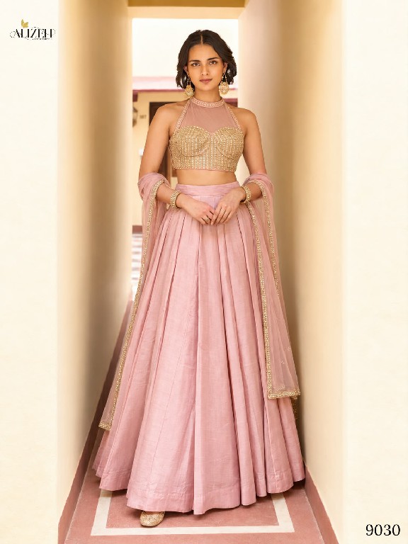 ALIZEH D.NO 9027 TO 9030 WHOLESALE READYMADE SOFT ROMAN SILK MODERN STYLISH LEHENGA CHOLI FOR EXPORT