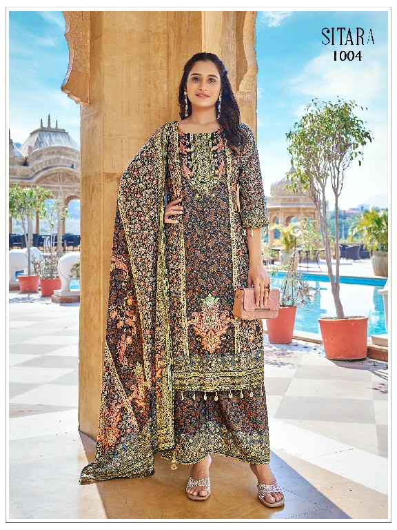 RANGRUT SITARA WHOLESALE JAM SATIN BIG SIZE ORIGINAL MIRROR WORK FULLY STITCHED PAKISTANI 3 PCS SUITS SUPPLIER