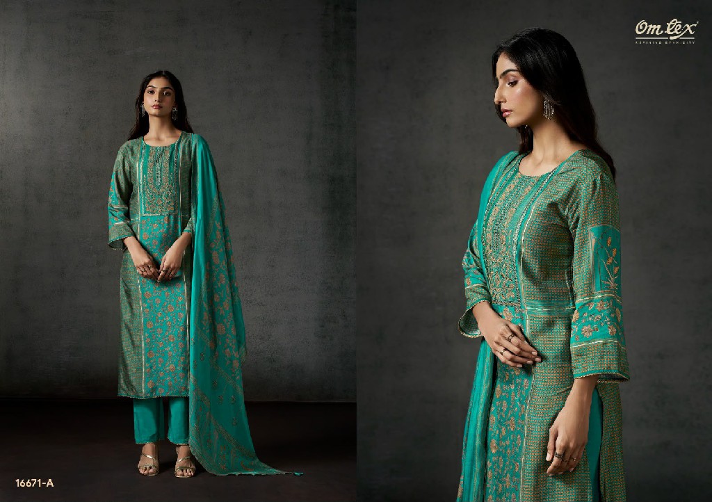 OMTEX IRA WHOLESALE RUSSIAN SILK WITH EMBROIDERY PATCH UNSTITCH SALWAR SUITS EXPORTER