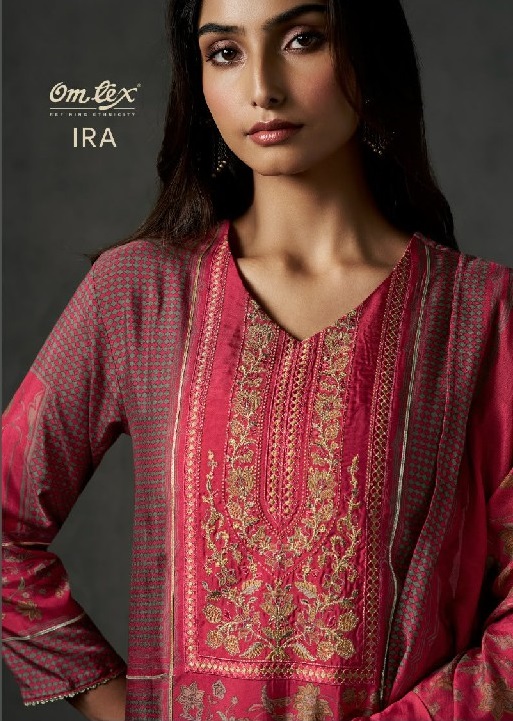 OMTEX IRA WHOLESALE RUSSIAN SILK WITH EMBROIDERY PATCH UNSTITCH SALWAR SUITS EXPORTER
