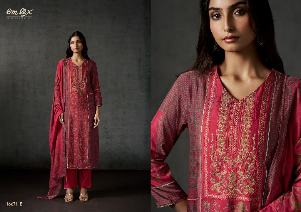 OMTEX IRA WHOLESALE RUSSIAN SILK WITH EMBROIDERY PATCH UNSTITCH SALWAR SUITS EXPORTER