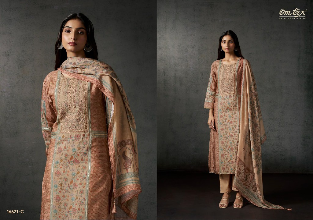 OMTEX IRA WHOLESALE RUSSIAN SILK WITH EMBROIDERY PATCH UNSTITCH SALWAR SUITS EXPORTER