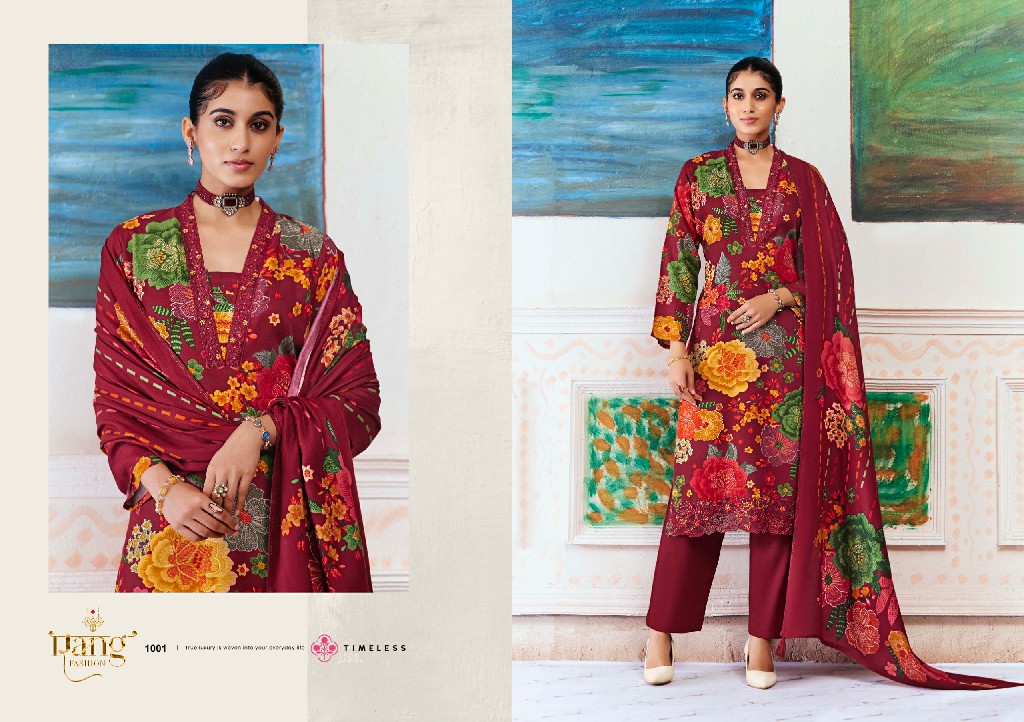 RANG FASHION THE ROSE WHOLESALE PURE PASHMINA WINTER SPECIAL UNSTITCH SALWAR SUITS SUPPLIER