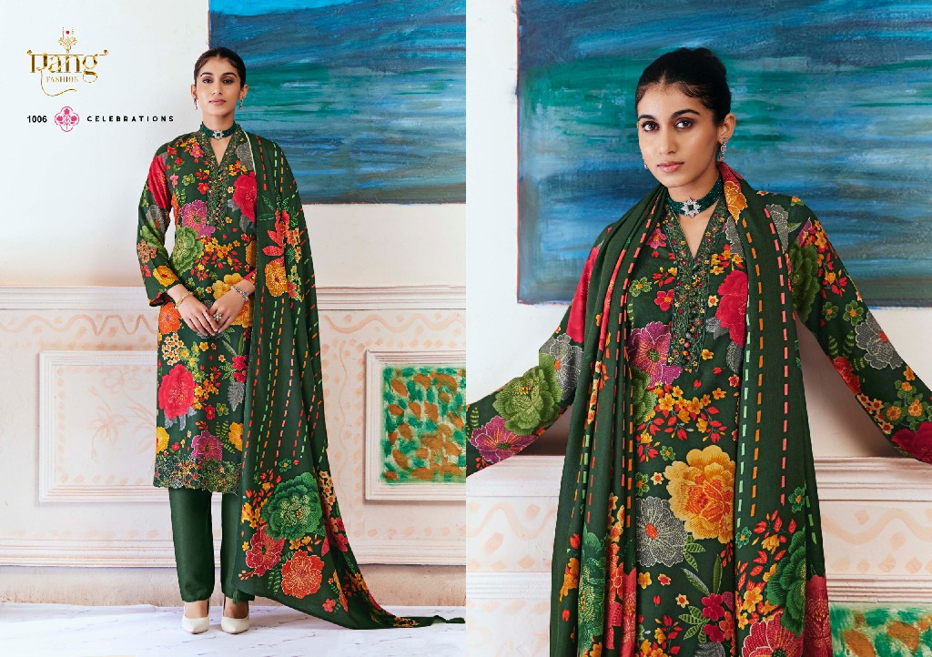 RANG FASHION THE ROSE WHOLESALE PURE PASHMINA WINTER SPECIAL UNSTITCH SALWAR SUITS SUPPLIER