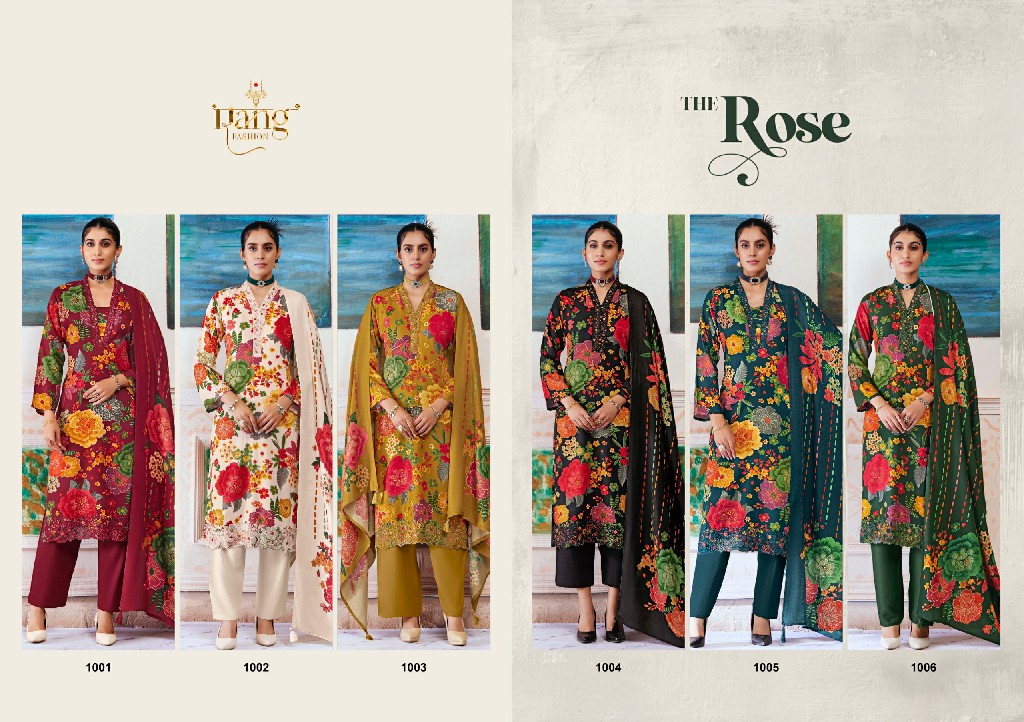 RANG FASHION THE ROSE WHOLESALE PURE PASHMINA WINTER SPECIAL UNSTITCH SALWAR SUITS SUPPLIER