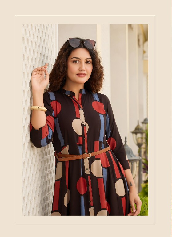 MITTOO BELT VOL 28 WHOLESALE READYMADE RAYON PRINT WESTERN STYLE ONE PIECE DRESS FOR WOMEN EXPORTER