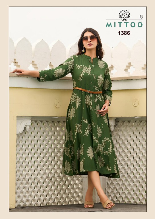MITTOO BELT VOL 28 WHOLESALE READYMADE RAYON PRINT WESTERN STYLE ONE PIECE DRESS FOR WOMEN EXPORTER