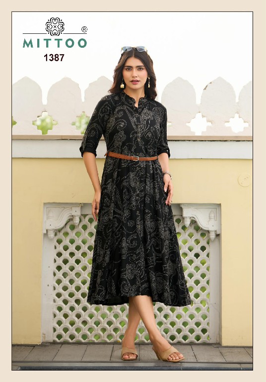 MITTOO BELT VOL 28 WHOLESALE READYMADE RAYON PRINT WESTERN STYLE ONE PIECE DRESS FOR WOMEN EXPORTER