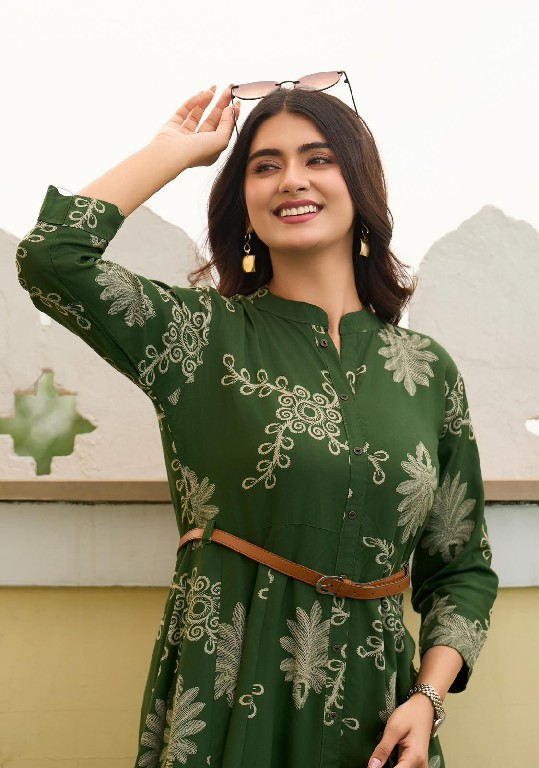 MITTOO BELT VOL 28 WHOLESALE READYMADE RAYON PRINT WESTERN STYLE ONE PIECE DRESS FOR WOMEN EXPORTER