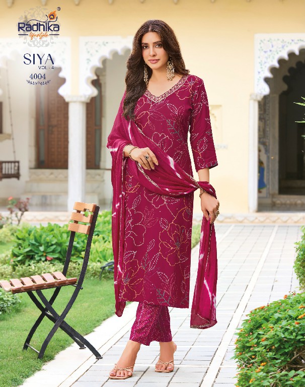 RADHIKA LIFESTYLE SIYA VOL 4 WHOLESALE READYMADE CLASSIC RAYON BIG SIZE 3 PCS SUITS FOR WOMEN ONLINE
