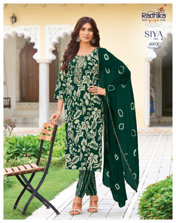 RADHIKA LIFESTYLE SIYA VOL 4 WHOLESALE READYMADE CLASSIC RAYON BIG SIZE 3 PCS SUITS FOR WOMEN ONLINE