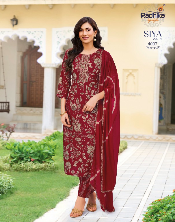 RADHIKA LIFESTYLE SIYA VOL 4 WHOLESALE READYMADE CLASSIC RAYON BIG SIZE 3 PCS SUITS FOR WOMEN ONLINE