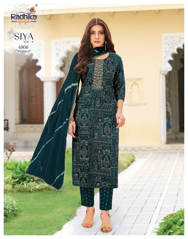 RADHIKA LIFESTYLE SIYA VOL 4 WHOLESALE READYMADE CLASSIC RAYON BIG SIZE 3 PCS SUITS FOR WOMEN ONLINE