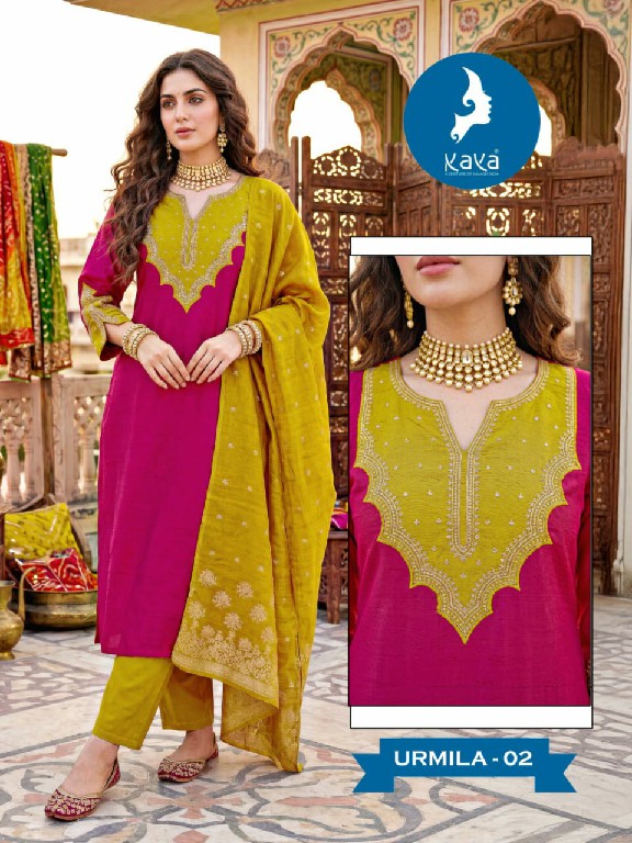 KAYA URMILA WHOLESALE READYMADE ROMAN TWO TONE FASHIONABLE 3 PCS SUITS FOR EXPORT