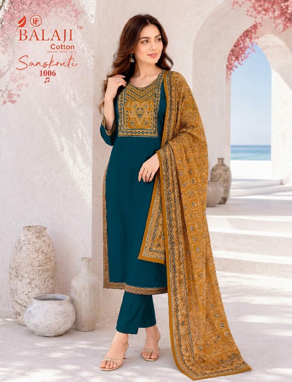 BALAJI SANSKRUTI VOL 1 WHOLESALE READYMADE HEAVY COTTON BEAUTIFUL 3 PCS SUITS EXPORTER