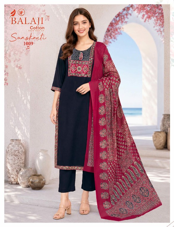 BALAJI SANSKRUTI VOL 1 WHOLESALE READYMADE HEAVY COTTON BEAUTIFUL 3 PCS SUITS EXPORTER