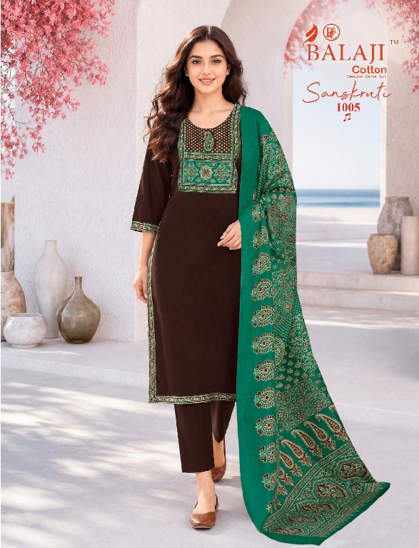 BALAJI SANSKRUTI VOL 1 WHOLESALE READYMADE HEAVY COTTON BEAUTIFUL 3 PCS SUITS EXPORTER