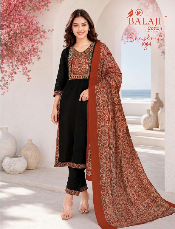 BALAJI SANSKRUTI VOL 1 WHOLESALE READYMADE HEAVY COTTON BEAUTIFUL 3 PCS SUITS EXPORTER