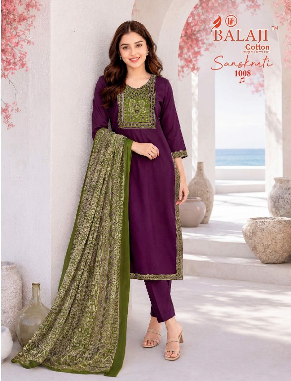 BALAJI SANSKRUTI VOL 1 WHOLESALE READYMADE HEAVY COTTON BEAUTIFUL 3 PCS SUITS EXPORTER