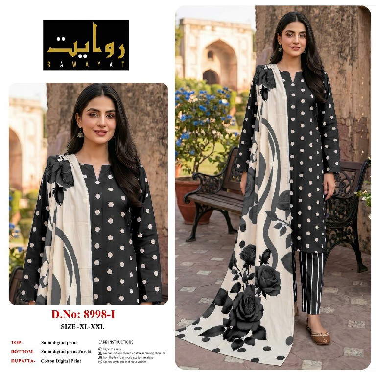RAWAYAT D.NO 9067 TO 9075-8997-8998-8912 WHOLESALE READYMADE SATIN DIGITAL PRINT FARSHI SALWAR STYLE 3 PCS SUITS FOR EXPORT