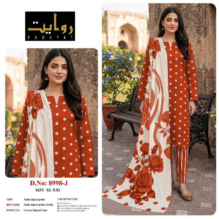 RAWAYAT D.NO 9067 TO 9075-8997-8998-8912 WHOLESALE READYMADE SATIN DIGITAL PRINT FARSHI SALWAR STYLE 3 PCS SUITS FOR EXPORT