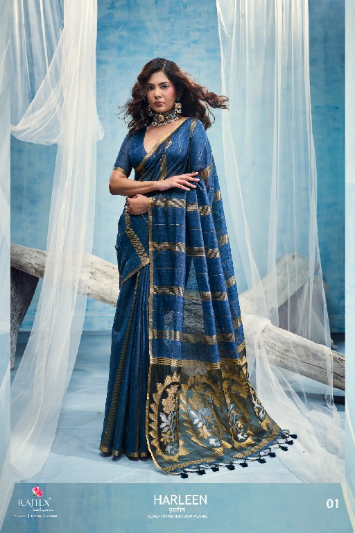 RAJTEX HARLEEN WHOLESALE MUNGA COTTON HANDLOOM WEAVING ELEGANCE INDIAN SAREES FOR WOMEN SUPPLIER