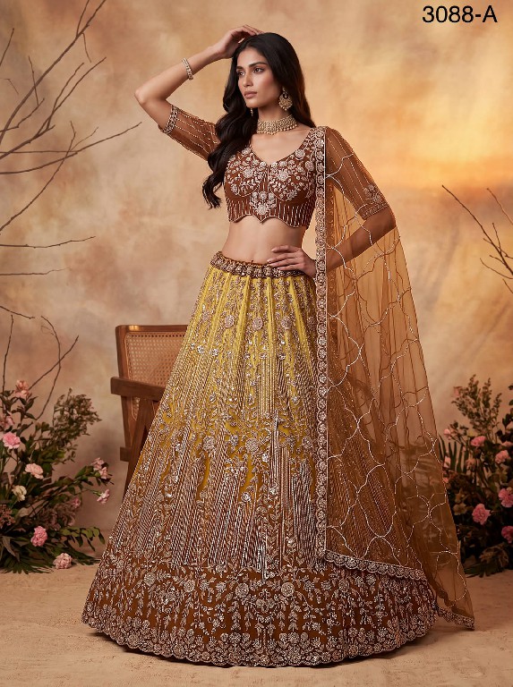 TEXTILEDEAL D.NO 3088 WHOLESALE PREMIUM NET DESIGNER PARTY WEAR LEHENGA CHOLI FOR WOMEN EXPORTER
