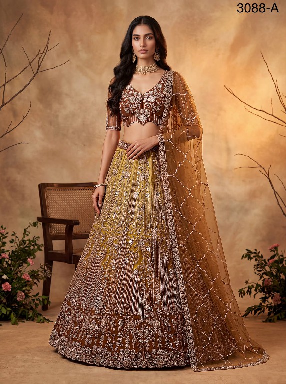 TEXTILEDEAL D.NO 3088 WHOLESALE PREMIUM NET DESIGNER PARTY WEAR LEHENGA CHOLI FOR WOMEN EXPORTER