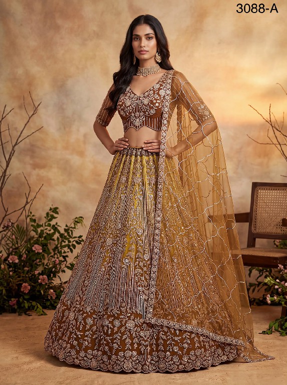 TEXTILEDEAL D.NO 3088 WHOLESALE PREMIUM NET DESIGNER PARTY WEAR LEHENGA CHOLI FOR WOMEN EXPORTER