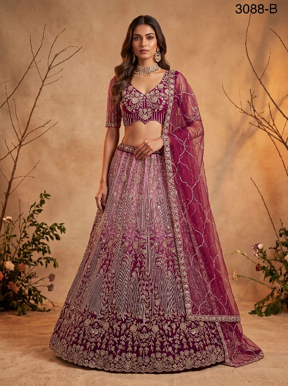 TEXTILEDEAL D.NO 3088 WHOLESALE PREMIUM NET DESIGNER PARTY WEAR LEHENGA CHOLI FOR WOMEN EXPORTER