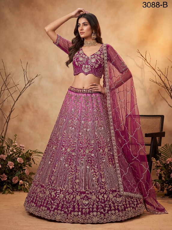 TEXTILEDEAL D.NO 3088 WHOLESALE PREMIUM NET DESIGNER PARTY WEAR LEHENGA CHOLI FOR WOMEN EXPORTER