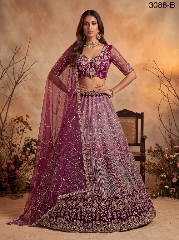 TEXTILEDEAL D.NO 3088 WHOLESALE PREMIUM NET DESIGNER PARTY WEAR LEHENGA CHOLI FOR WOMEN EXPORTER
