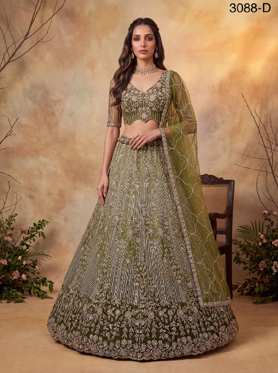TEXTILEDEAL D.NO 3088 WHOLESALE PREMIUM NET DESIGNER PARTY WEAR LEHENGA CHOLI FOR WOMEN EXPORTER