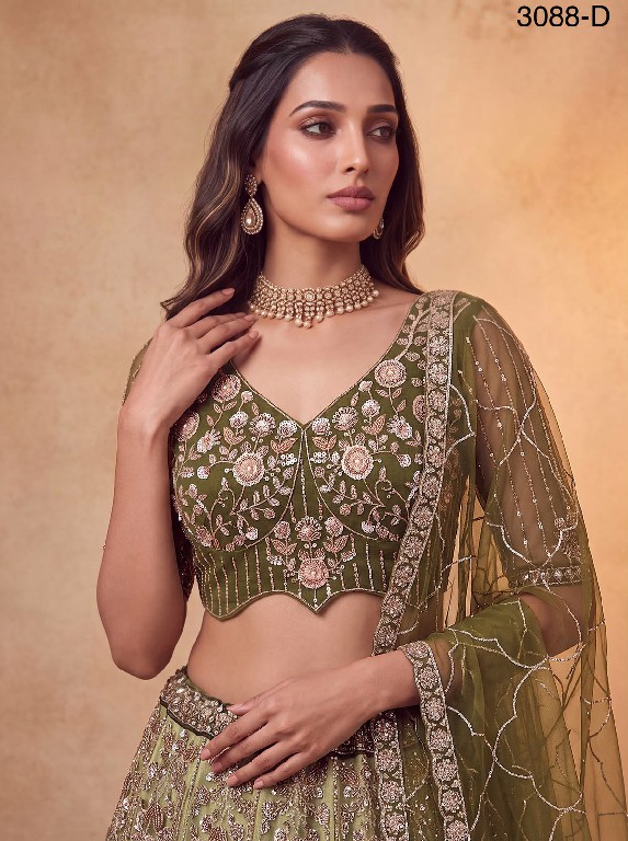 TEXTILEDEAL D.NO 3088 WHOLESALE PREMIUM NET DESIGNER PARTY WEAR LEHENGA CHOLI FOR WOMEN EXPORTER