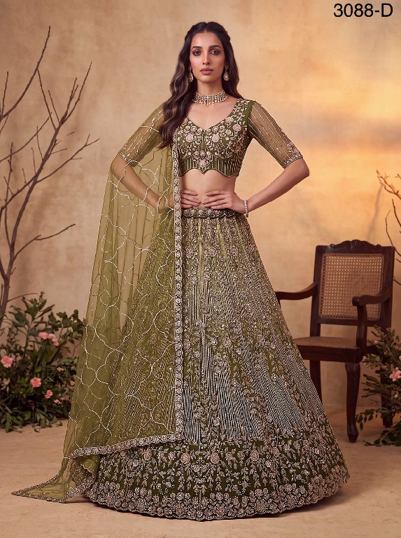 TEXTILEDEAL D.NO 3088 WHOLESALE PREMIUM NET DESIGNER PARTY WEAR LEHENGA CHOLI FOR WOMEN EXPORTER
