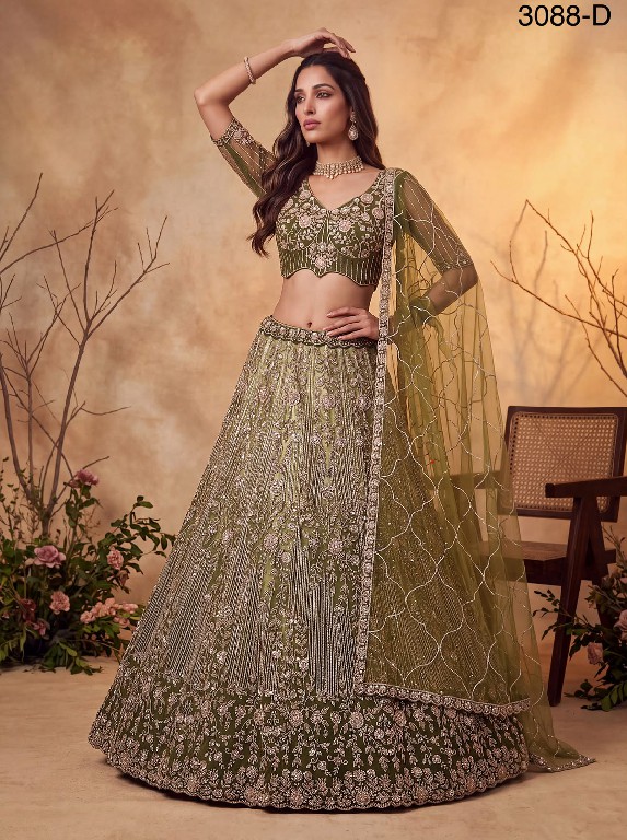 TEXTILEDEAL D.NO 3088 WHOLESALE PREMIUM NET DESIGNER PARTY WEAR LEHENGA CHOLI FOR WOMEN EXPORTER