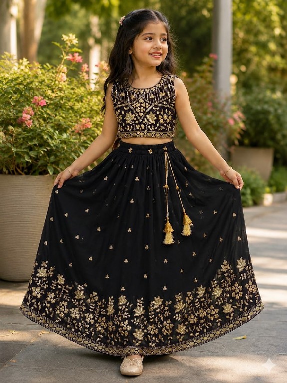 TEXTILEDEAL LAUNCH READYMADE GEORGETTE WITH WORK BEAUTIFUL ETHNIC WEAR LEHENGA CHOLI FOR KIDS ONLINE