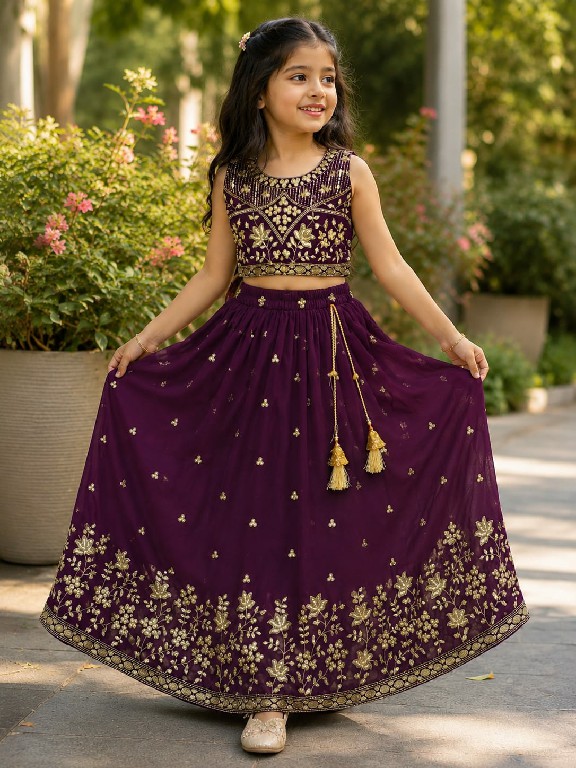 TEXTILEDEAL LAUNCH READYMADE GEORGETTE WITH WORK BEAUTIFUL ETHNIC WEAR LEHENGA CHOLI FOR KIDS ONLINE