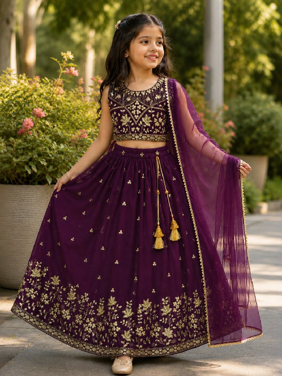 TEXTILEDEAL LAUNCH READYMADE GEORGETTE WITH WORK BEAUTIFUL ETHNIC WEAR LEHENGA CHOLI FOR KIDS ONLINE