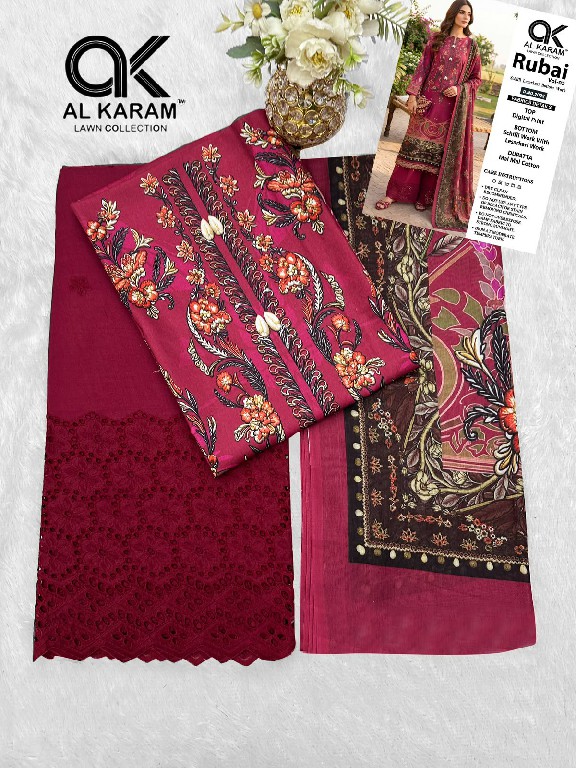 AL KARAM RUBAI VOL 2 WHOLESALE COTTON DIGITAL PRINTED AMAZING UNSTITCH SALWAR KAMEEZ ONLINE