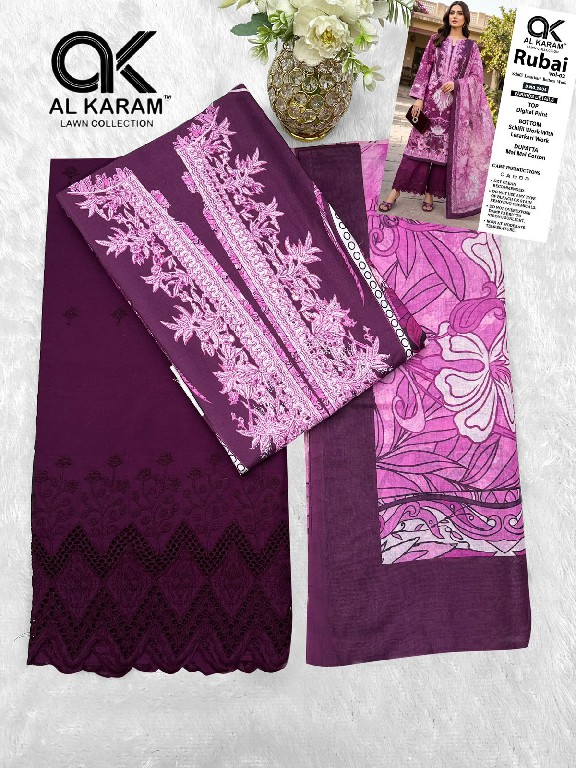 AL KARAM RUBAI VOL 2 WHOLESALE COTTON DIGITAL PRINTED AMAZING UNSTITCH SALWAR KAMEEZ ONLINE