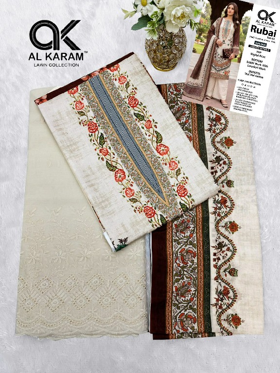 AL KARAM RUBAI VOL 2 WHOLESALE COTTON DIGITAL PRINTED AMAZING UNSTITCH SALWAR KAMEEZ ONLINE