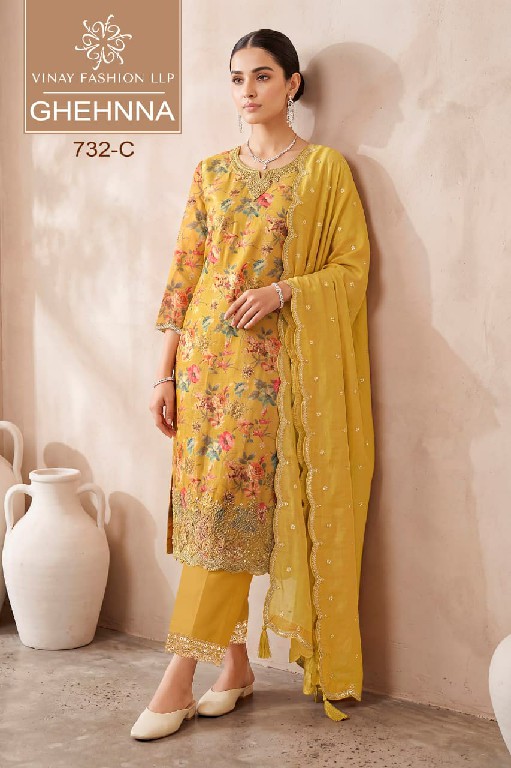 VINAY GHEHNNA WHOLESALE PREMIUM CHINON PARTY WEAR UNSTITCH SALWAR SUITS EXPORTER