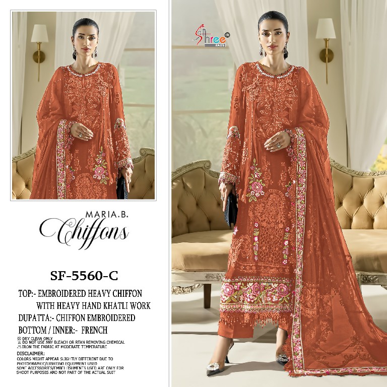 SHREE FABS D.NO 5560A TO 5560D WHOLESALE HEAVY FOX GEORGETTE PAKISTANI UNSTITCH SALWAR SUITS FOR EXPORT