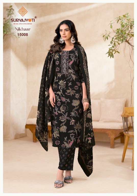 SURYAJYOTI NIKHAAR VOL 15 WHOLESALE READYMADE COTTON PRINTED CASUAL WEAR 3 PCS SUITS EXPORTER